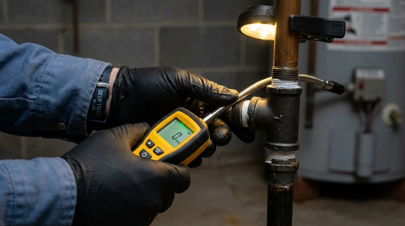 Gas leak detection with electronic sniffer by Johns Plumbing LLC in Moline