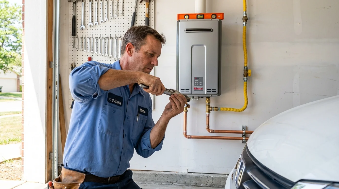Tankless water heater installation by a Johns Plumbing LLC plumber in Moline